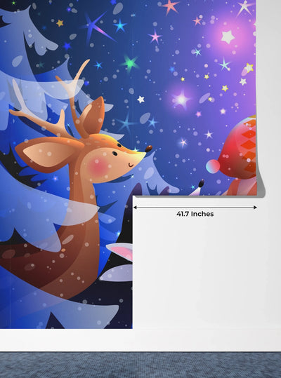 Kids and Animals Wallpaper, Magical Scene Mural, Oversized Custom Size Wall Art, Non-Woven, Non-Adhesive, Modern Wall Paper, Removable