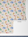 Tropical Animals Wallpaper, Drawing Pattern Mural, Oversized Custom Size Wall Art, Non-Woven, Non-Adhesive, Modern Wall Paper, Removable