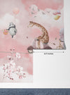 Cycling Animals with Balloons Wallpaper, Watercolor Mural, Oversized Custom Size Wall Art, Non-Woven, Non-Adhesive, Modern Wall Paper, Removable