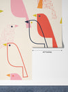 Colorful Birds Wallpaper, Seamless Pattern Mural, Oversized Custom Size Wall Art, Non-Woven, Non-Adhesive, Modern Wall Paper, Removable