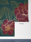 Red Rose Wallpaper, Green Background Mural, Oversized Custom Size Wall Art, Non-Woven, Non-Adhesive, Modern Wall Paper, Removable