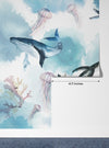 Watercolor Whales Wallpaper, Sea Life Mural, Oversized Custom Size Wall Art, Non-Woven, Non-Adhesive, Modern Wall Paper, Removable