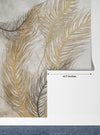 Tropical Wallpaper, Gold Leaves Mural, Oversized Custom Size Wall Art, Non-Woven, Non-Adhesive, Modern Wall Paper, Removable
