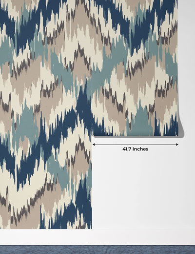 Ikat Wallpaper, Seamless Pattern Mural, Oversized Custom Size Wall Art, Non-Woven, Non-Adhesive, Modern Wall Paper, Removable