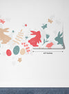 Colorful Bunnies Wallpaper, Seamless Pattern Mural, Oversized Custom Size Wall Art, Non-Woven, Non-Adhesive, Modern Wall Paper, Removable