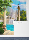 Terrace with Waterfalls Wallpaper, Seascape Mural, Oversized Custom Size Wall Art, Non-Woven, Non-Adhesive, Modern Wall Paper, Removable
