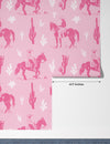 Pastel Pink Cowgirl Wallpaper, Western Seamless Pattern Mural, Oversized Custom Size Wall Art, Non-Woven, Non-Adhesive, Modern Wall Paper, Removable