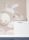 Fairy Unicorns Wallpaper, Moon, Clouds Mural, Oversized Custom Size Wall Art, Non-Woven, Non-Adhesive, Modern Wall Paper, Removable