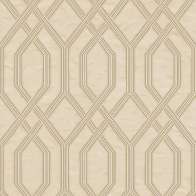 Geometric Wallpaper, 3D Embossed Modern Flocked Wallcovering, Beige, Silver Fabric Touch Contemporary Washable, Extra Large 177 sq ft Roll - Walloro High End Wallcoverings & More