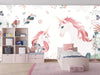 Cute Unicorns Wallpaper, Floral Mural, Oversized Custom Size Wall Art, Non-Woven, Non-Adhesive, Modern Wall Paper, Removable
