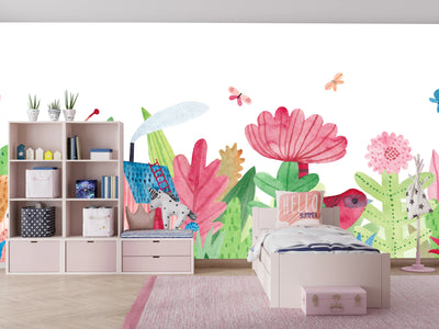 Cute Village Wallpaper, Seamless Pattern Mural, Oversized Custom Size Wall Art, Non-Woven, Non-Adhesive, Modern Wall Paper, Removable