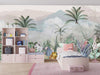 Misty Forest Wallpaper, Tropical Mural, Oversized Custom Size Wall Art, Non-Woven, Non-Adhesive, Modern Wall Paper, Removable