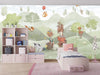 Cute Animals Wallpaper, Woodland Summer Mural, Oversized Custom Size Wall Art, Non-Woven, Non-Adhesive, Modern Wall Paper, Removable