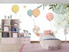 Bunnies Wallpaper, Fly Balloons Mural, Oversized Custom Size Wall Art, Non-Woven, Non-Adhesive, Modern Wall Paper, Removable