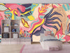 Tropical Floral Wallpaper, Abstract Mural, Oversized Custom Size Wall Art, Non-Woven, Non-Adhesive, Modern Wall Paper, Removable