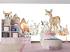 Watercolor Animals Wallpaper, White Background Mural, Oversized Custom Size Wall Art, Non-Woven, Non-Adhesive, Modern Wall Paper, Removable
