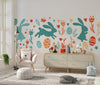 Easter Bunnies Wallpaper, Seamless Pattern Mural, Oversized Custom Size Wall Art, Non-Woven, Non-Adhesive, Modern Wall Paper, Removable