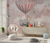 Kids Balloon Wallpaper, Animals Mural, Oversized Custom Size Wall Art, Non-Woven, Non-Adhesive, Modern Wall Paper, Removable