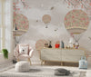 Kids Balloons Wallpaper, Tree Branches Mural, Oversized Custom Size Wall Art, Non-Woven, Non-Adhesive, Modern Wall Paper, Removable