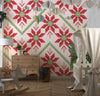 Christmas Ikat Wallpaper, Seamless Pattern Mural, Oversized Custom Size Wall Art, Non-Woven, Non-Adhesive, Modern Wall Paper, Removable