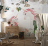 Cute Unicorns Wallpaper, Floral Mural, Oversized Custom Size Wall Art, Non-Woven, Non-Adhesive, Modern Wall Paper, Removable