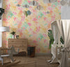 White Leaf Branches Wallpaper, Colorful Background Mural, Oversized Custom Size Wall Art, Non-Woven, Non-Adhesive, Modern Wall Paper, Removable