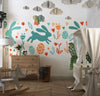 Easter Bunnies Wallpaper, Seamless Pattern Mural, Oversized Custom Size Wall Art, Non-Woven, Non-Adhesive, Modern Wall Paper, Removable