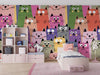 Colorful Cute Kitten Wallpaper, Seamless Pattern Mural, Oversized Custom Size Wall Art, Non-Woven, Non-Adhesive, Modern Wall Paper, Removable