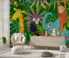 Colorful Wild Animals Wallpaper, African Jungle Mural, Oversized Custom Size Wall Art, Non-Woven, Non-Adhesive, Modern Wall Paper, Removable