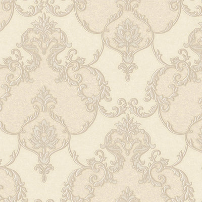 Italian Damask Embossed Wallpaper, Sparkling Neutral Colors Luxury Wallcovering - Walloro High End Wallcoverings & More
