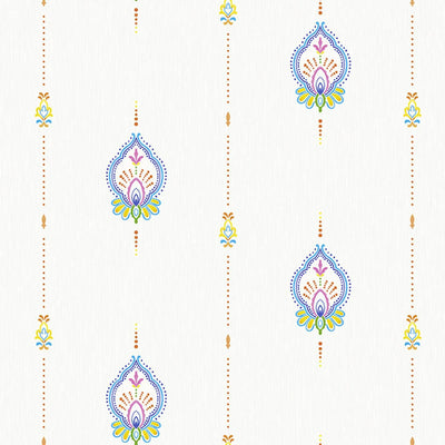 Ivory Stylish Embossed Textured Wallpaper, Modern Ikat Stripeed Wallcovering - Walloro High End Wallcoverings & More