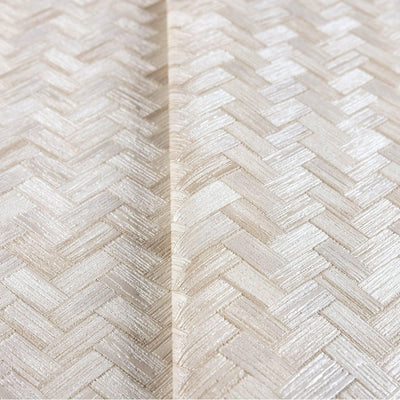 Jute Basket Weave Chevron Wallpaper, Cream 3D Deep Embossed Non-Woven Braided Geometric Pattern - Walloro High End Wallcoverings & More