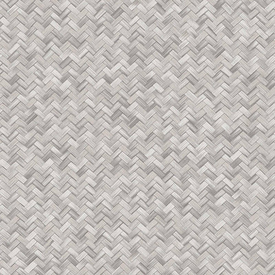 Jute Basket Weave Chevron Wallpaper, Gray 3D Deep Embossed Non-Woven Braided Geometric Pattern - Walloro High End Wallcoverings & More