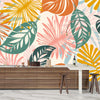 Colorful Tropical Leaves Wallpaper, Seamless Pattern Mural, Oversized Custom Size Wall Art, Non-Woven, Non-Adhesive, Modern Wall Paper, Removable