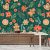 Gingerbreads Wallpaper, Seamless Pattern Mural, Oversized Custom Size Wall Art, Non-Woven, Non-Adhesive, Modern Wall Paper, Removable