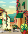 Village Square Wallpaper, Traditional Houses Mural, Oversized Custom Size Wall Art, Non-Woven, Non-Adhesive, Modern Wall Paper, Removable