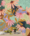 Pink Floral Wallpaper, Vintage Style Mural, Oversized Custom Size Wall Art, Non-Woven, Non-Adhesive, Modern Wall Paper, Removable