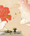 Chinese Goldfish Wallpaper, Luxury Gold Style Mural, Oversized Custom Size Wall Art, Non-Woven, Non-Adhesive, Modern Wall Paper, Removable