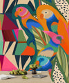 Exotic Botanical Geometric Wallpaper, Seamless Pattern Mural, Oversized Custom Size Wall Art, Non-Woven, Non-Adhesive, Modern Wall Paper, Removable