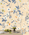 Watercolor Wildflowers Wallpaper, Seamless Pattern Mural, Oversized Custom Size Wall Art, Non-Woven, Non-Adhesive, Modern Wall Paper, Removable
