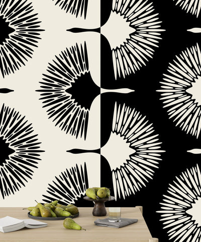 Art Deco Crane Wallpaper, Seamless Pattern Mural, Oversized Custom Size Wall Art, Non-Woven, Non-Adhesive, Modern Wall Paper, Removable