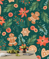 Gingerbreads Wallpaper, Seamless Pattern Mural, Oversized Custom Size Wall Art, Non-Woven, Non-Adhesive, Modern Wall Paper, Removable