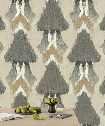 Ethnic Ikat Abstract Wallpaper, Seamless Pattern Tribal Mural, Oversized Custom Size Wall Art, Non-Woven, Non-Adhesive, Modern Wall Paper, Removable