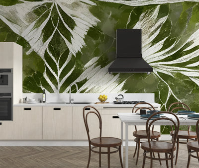 Ikat Boho Art Wallpaper, Greenish Mural, Oversized Custom Size Wall Art, Non-Woven, Non-Adhesive, Modern Wall Paper, Removable