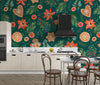 Gingerbreads Wallpaper, Seamless Pattern Mural, Oversized Custom Size Wall Art, Non-Woven, Non-Adhesive, Modern Wall Paper, Removable