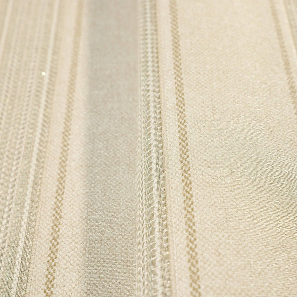 Large Striped Embossed Wallpaper, Beige Shimmering Retro, Vintage, Art Deco, Mid-Century Stripe Decorative Pattern, Large 114 sq ft Roll - Walloro High End Wallcoverings & More