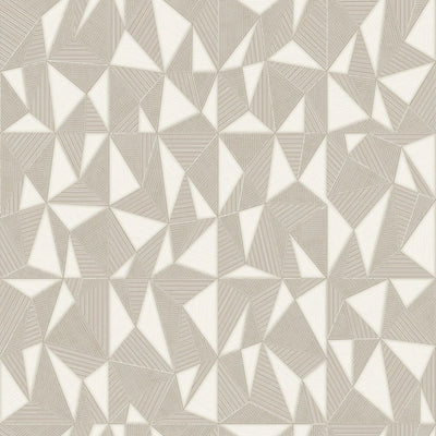 Light Beige Geometric Triangle Wallpaper, 3D Embossed Shiny Wallcovering, Abstract Pattern, Home Commercial Use - Walloro High End Wallcoverings & More