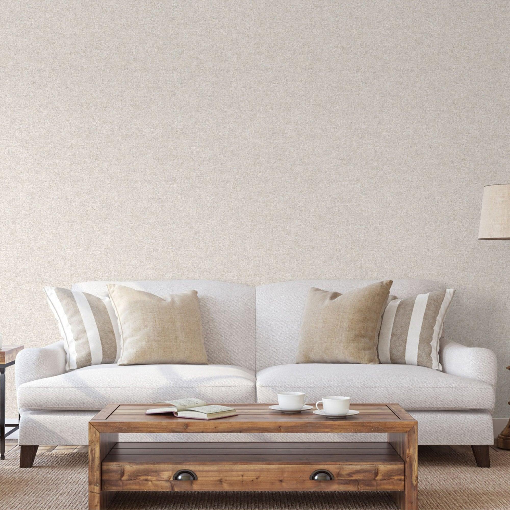 Single Wallpaper With Linen Look Light Grey - Textured Non-woven ... - Wall Art