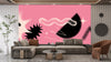 Geometric Shapes Wallpaper, Pink Background Mural, Oversized Custom Size Wall Art, Non-Woven, Non-Adhesive, Modern Wall Paper, Removable
