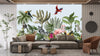Jungle Animals Wallpaper, Flowers Mural, Oversized Custom Size Wall Art, Non-Woven, Non-Adhesive, Modern Wall Paper, Removable